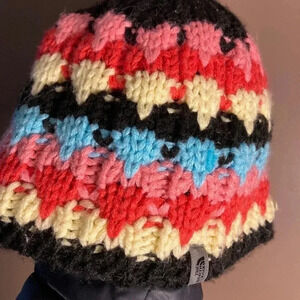 The North Face  colorful striped beanie hat